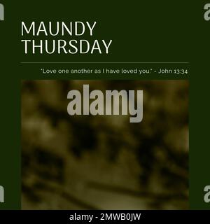 Composition of maundy thursday text and copy space on green background Stock Photo