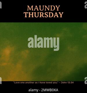 Composition of maundy thursday text and copy space on green background Stock Photo