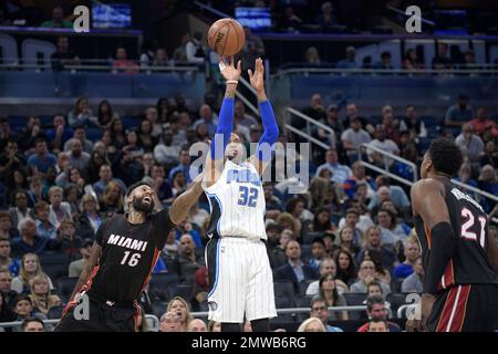 January 22, 2017: Golden State Warriors forward Draymond Green (23) tries  to block the shot of Orlando Magic guard C.J. Watson (32) during a  basketball game at Amway Center. Golden State Warriors