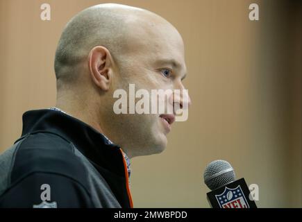 Cincinnati Bengals director of player personnel Duke Tobin speaks during a  press conference at the NFL football scouting combine in Indianapolis,  Thursday, Feb. 25, 2016. (AP Photo/Michael Conroy Stock Photo - Alamy