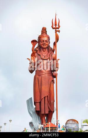 Statue of God Statue of God Shiva at the sacred lake of Ganga Talao in the south of the island of Mauritius Stock Photo