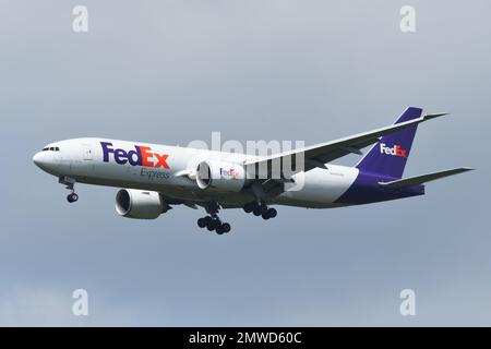 Chiba Prefecture, Japan - May 18, 2019: FedEx Boeing B777F (N844FD) Freighter. Stock Photo