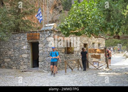 South Entrance, Control Station, Ticket Counter, Agia Roumeli, Crete, Greece, Samaria Gorge, Crete, Greece Stock Photo