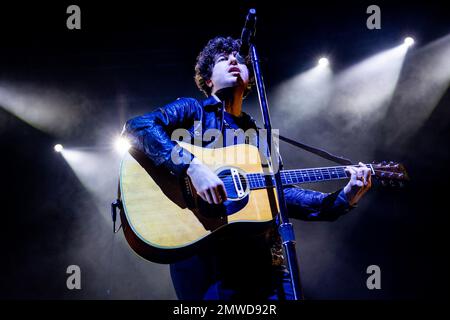 Milano, Italy. 01st Feb, 2023. Luke Pritchard of English pop-rock band The Kooks in concert at Fabrique in Milano, Italy. Credit: SOPA Images Limited/Alamy Live News Stock Photo