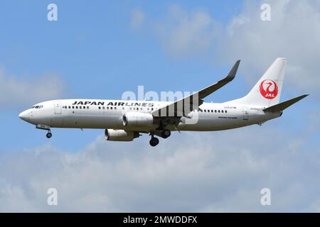 Chiba Prefecture, Japan - May 18, 2019: Japan Airlines (JAL) Boeing B737-800 (JA304J) passenger plane. Stock Photo