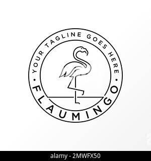 Simple and unique Flamingo in emblem line circle image graphic icon logo classic design abstract concept vector stock symbol related to animal. Stock Vector