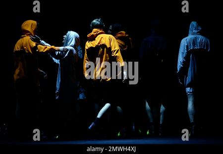 Models wear creations by Blame during the Fall/Winter 2017-2018 fashion show as part of 080 Barcelona fashion week in Barcelona, Spain, Monday, Jan. 30, 2017. (AP Photo/Manu Fernandez)
