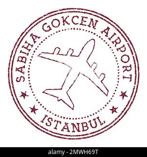 Sabiha Gokcen Airport Istanbul stamp. Airport of Istanbul round logo. Vector illustration. Stock Vector