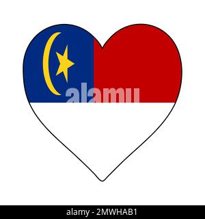 Malacca Heart Shape Flag. Love Malacca. State in Malaysia. Visit Malaysia. Vector Illustration Graphic Design. Stock Vector