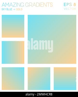 Colorful gradients in sky blue, gold color tones. Actual gradient background, tempting vector illustration. Stock Vector