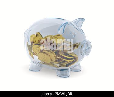 glass piggy bank isolated on white background Stock Photo - Alamy