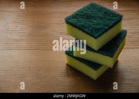 Scouring pad sponging pads for household chores cleaning. Cleaning sponge. Stock Photo