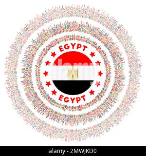 Egypt symbol. Radiant country flag with colorful rays. Shiny sunburst with Egypt flag. Superb vector illustration. Stock Vector