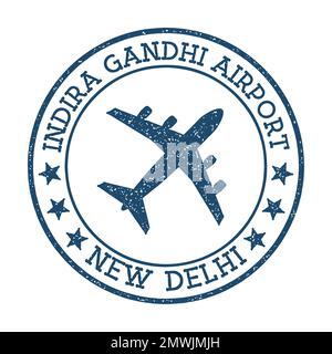 Indira Gandhi Airport New Delhi logo. Airport stamp vector illustration. New Delhi aerodrome. Stock Vector