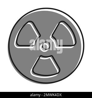Linear filled with gray color icon. Radioactive Hazard Sign. Simple black and white vector On white background Stock Vector