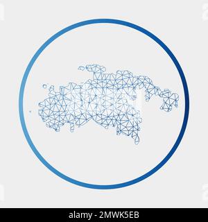 Saint John icon. Network map of the island. Round Saint John sign with gradient ring. Technology, internet, network, telecommunication concept. Vector Stock Vector