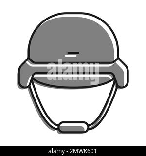 Linear filled with gray color icon, Protective Helmet Of Soldier. Ammunition And Uniforms For Protection Of Soldier, Policeman. Simple black and white Stock Vector