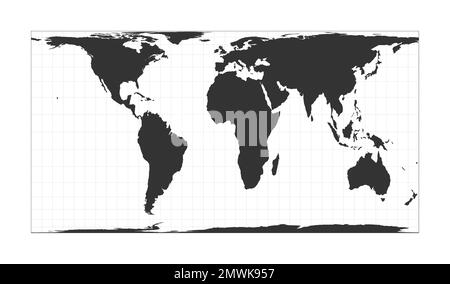 Map of The World. Cylindrical equal-area projection. Globe with latitude and longitude net. World map on meridians and parallels background. Vector il Stock Vector