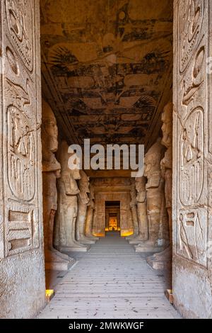 Great Sun Temple of Ramesses II at Abu Simbel, Aswan, Egypt Stock Photo