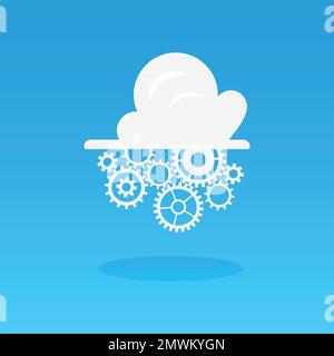 Cloud computing with gears. Business concept .vector illustration. Stock Vector