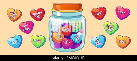 Sweethearts Candy Set Flat Style Design Vector, Vectors