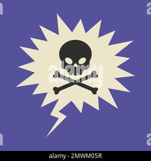 Crossbones and skull symbol in speech bubble. Toxic word concept. Vector illustration Stock Vector