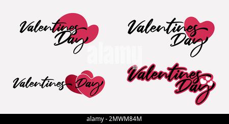 Lettering Happy Valentines Day banner. Valentines Day greeting