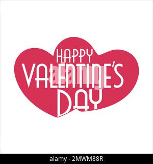 Vector illustration of Happy Valentine's day greeting card with two hearts with text. Website, posters, coupons, advertising. Stock Vector