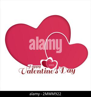 Valentine's day greeting card with two hearts on white background. Stock Vector