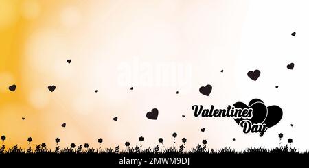 Happy Valentines Day header or banner template with flying hearts on white background. Stock Vector
