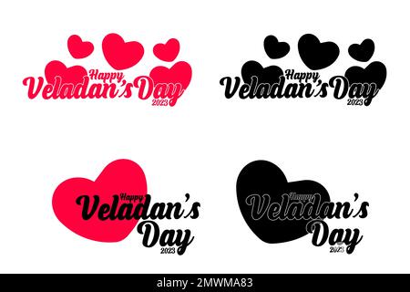Set Of Happy Valentine's Day Typographic Card. For Greeting Cards, Print Design. Vector Illustration Stock Vector
