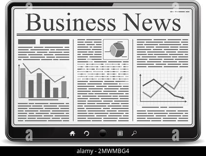 Business news on the screen of tablet computer, vector eps10 illustration Stock Vector