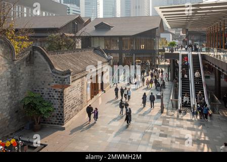 People walking in Sino-Ocean Taikoo Li in Chengdu aerial view panorama  Stock Photo - Alamy