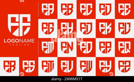 Set of letter F logo design branding. Modern F letter logo template. Stock Vector