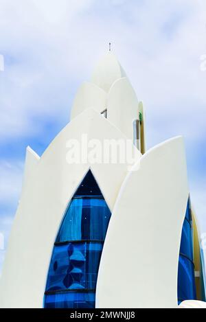 Nha Trang, Vietnam - 31 January 2023: Symbol of Nha Trang famous tower Lotus reconstructed and painted in new white color Stock Photo