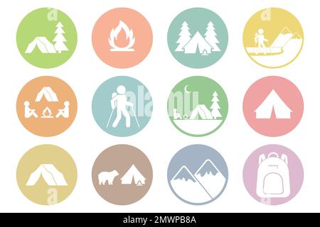 Tourism icons. Outdoor activity symbols. Vector. Stock Vector