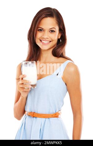 Shes simply gorgeous. Studio shot of an attractive young woman isolated on white. Stock Photo