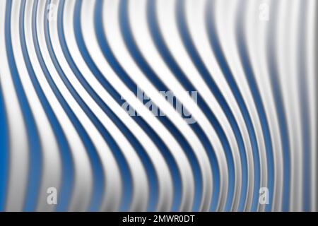 3d illustration of a stereo strip of different colors. Geometric stripes similar to waves. Abstract  gray glowing crossing lines pattern Stock Photo