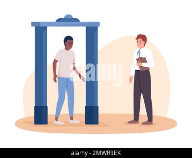 Airport safety scanner 2D vector isolated illustration Stock Vector