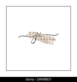 JI Handwritten Signature logo with Watercolor Background- Vector Logo Template for Beauty, Fashion and Photography Stock Vector