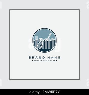 Initial Signature Logo for Letter ZD - Vector Logo Template in Handwritten Signature Style Stock Vector