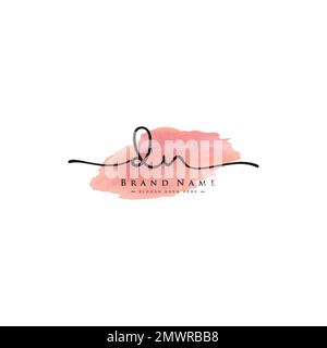 DN Initial Logo in Signature Style for Photography and Fashion Business - Watercolor Signature Logo Vector Stock Vector