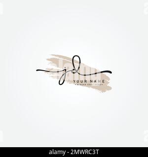 JD Handwritten Signature logo with Watercolor Background- Vector Logo Template for Beauty, Fashion and Photography Stock Vector