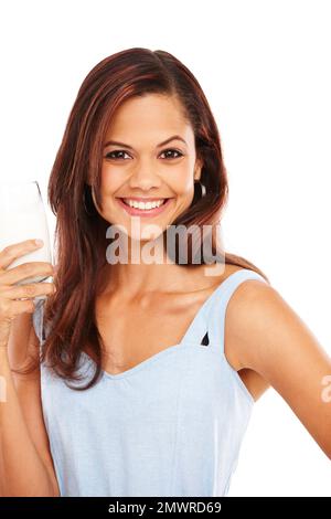Shes simply gorgeous. Studio shot of an attractive young woman isolated on white. Stock Photo
