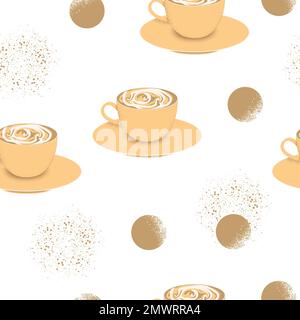 Vector seamless pattern with coffee cups and spray pant circles Stock Vector