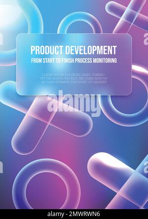3d vector gradient shapes and blurred glass copy space template Stock Vector