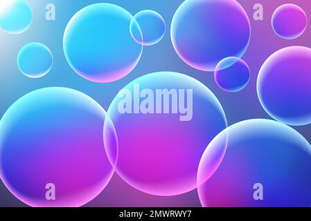 Abstract gradient mesh glowing background with 3D sphere shapes Stock Vector