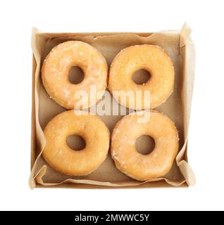 Carton box with donuts isolated on white background Stock Photo - Alamy