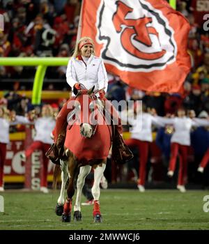 Warpaint, The Kansas City Chiefs mascot, gallops after a touchdown