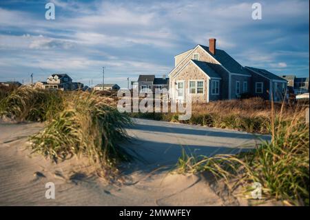 Madaket Beach Sunset, famous tourist attraction and Landmark of Nantucket Island, Massachusetts Stock Photo